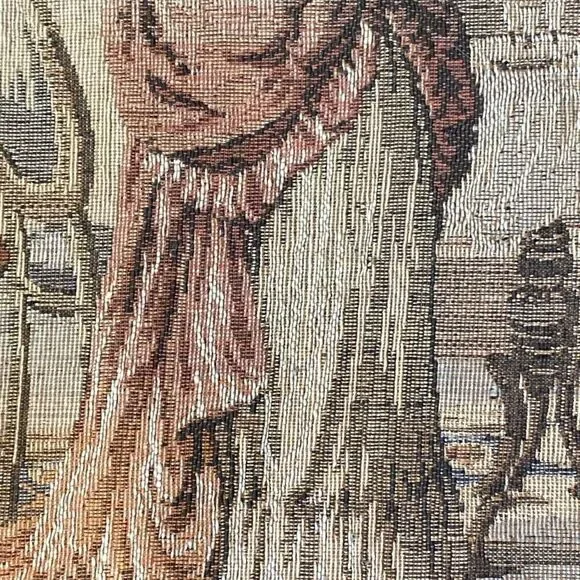 Antique French Woven Tapestry Wall Hanging Victorian Salon Party 34” X 18.5” - Picture 7 of 16